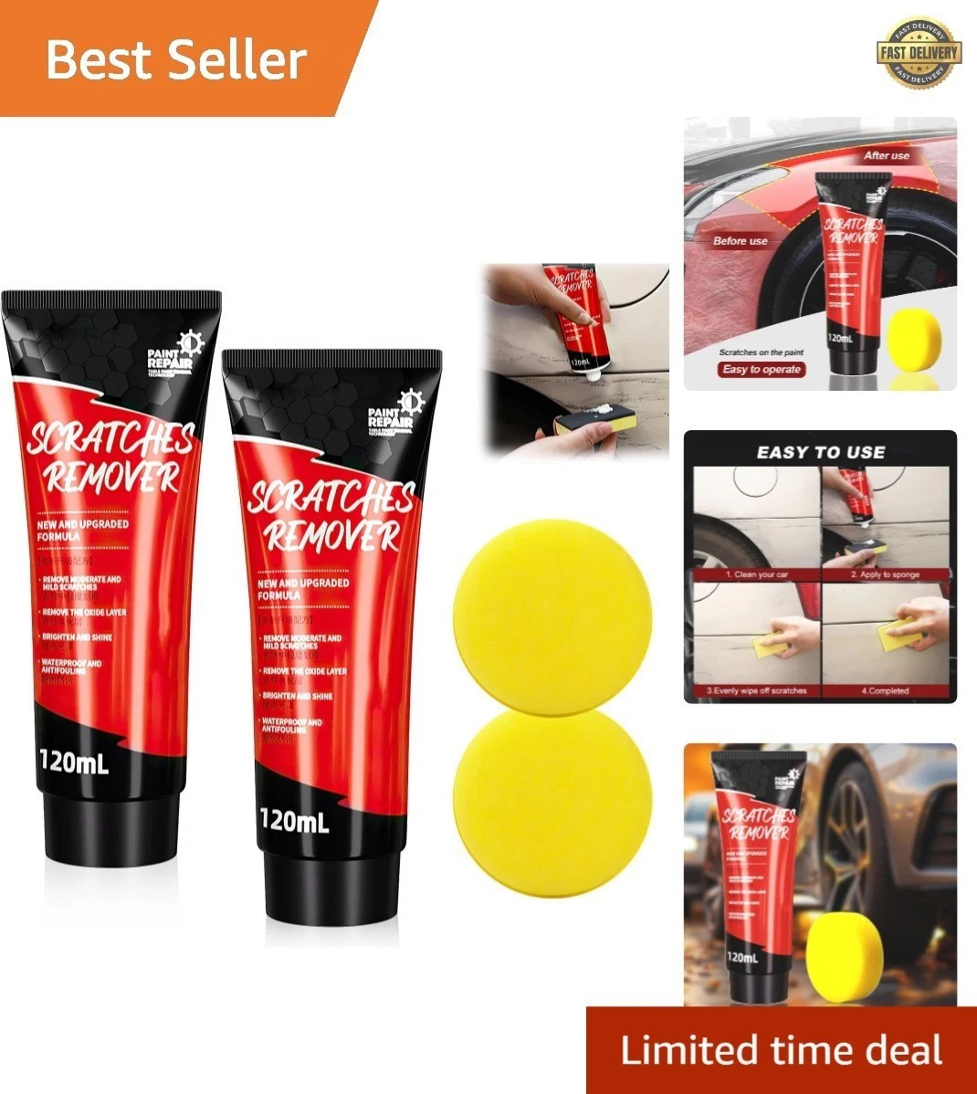 2 PCS Car Scratch Repair Paste & Polishing Wax Set – 2024 Upgrade Formula