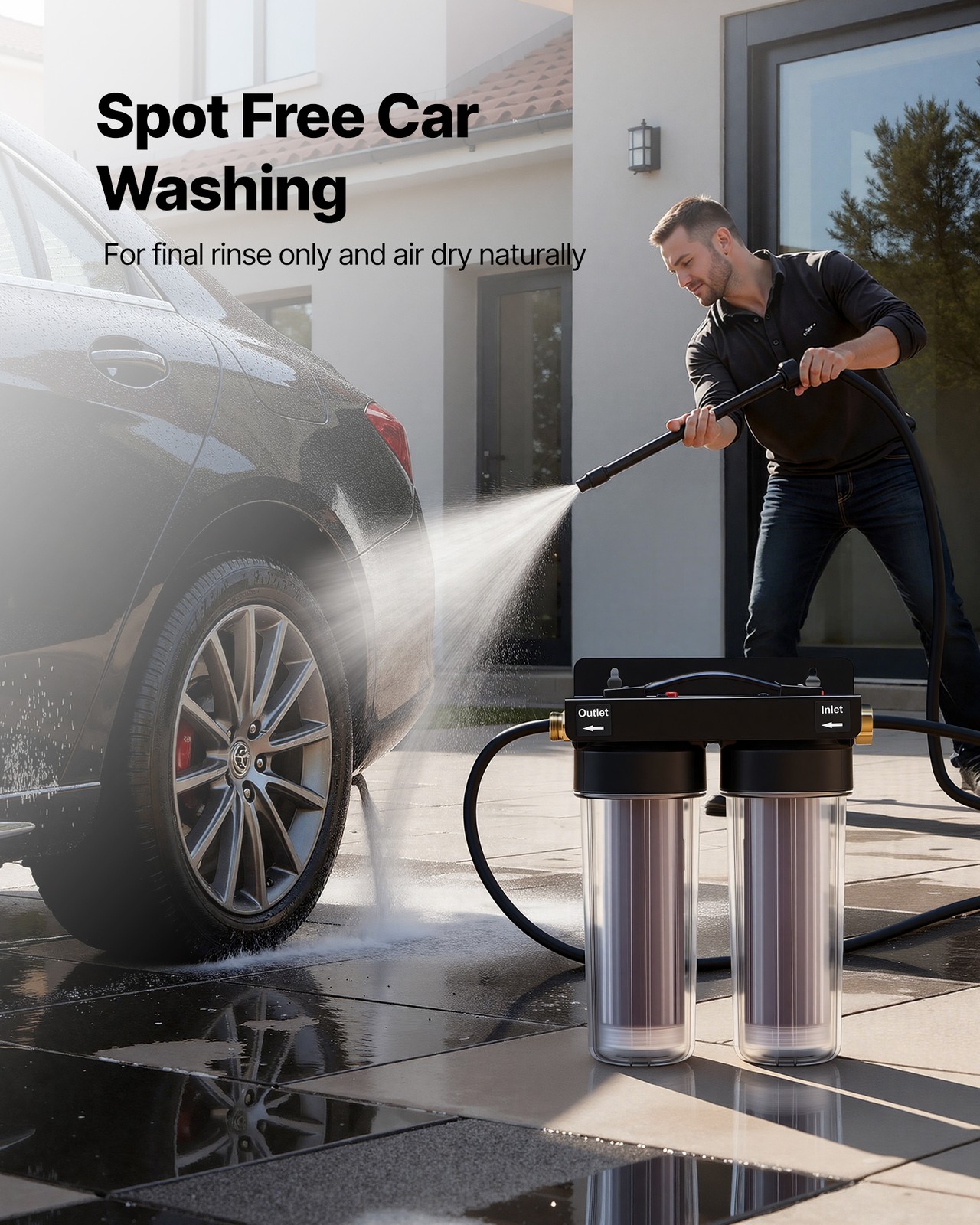 VEVOR Deionized Water System for Spotless Car Wash 2×0.5L Color Changing Resin