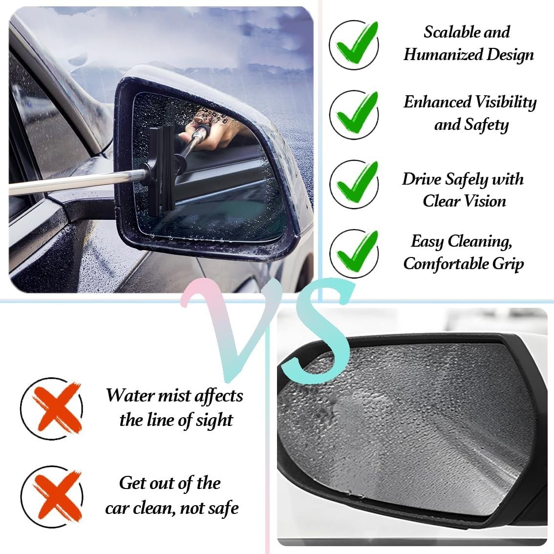 Universal Side Mirror Squeegee – Efficient Cleaning for Safe Driving in Rain
