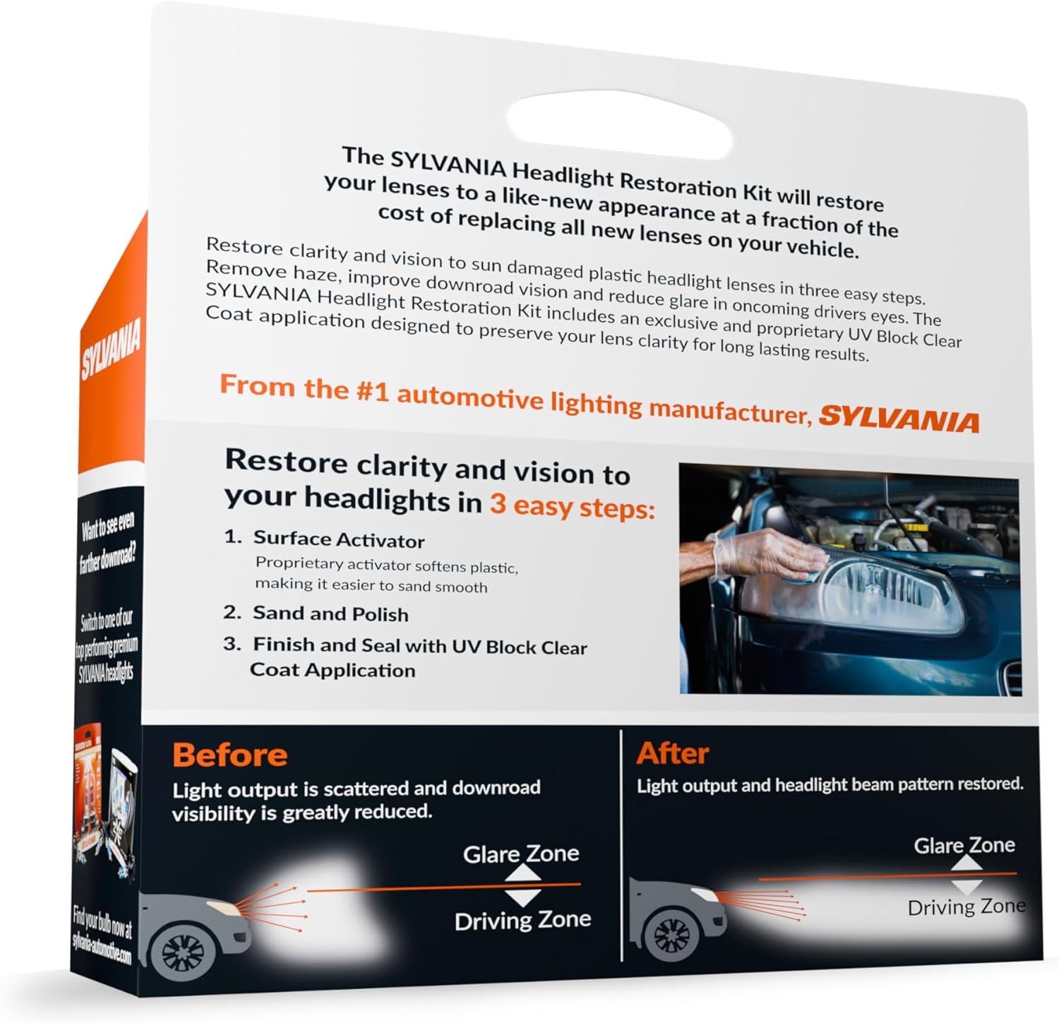 SYLVANIA – Headlight Restoration Kit – 3 Easy Steps to Restore Sun Damaged…