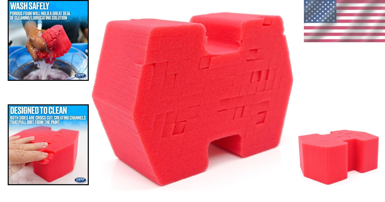 Optimum Big Red Sponge 2.0 – Dual-Sided Car Wash Sponge for All Paints