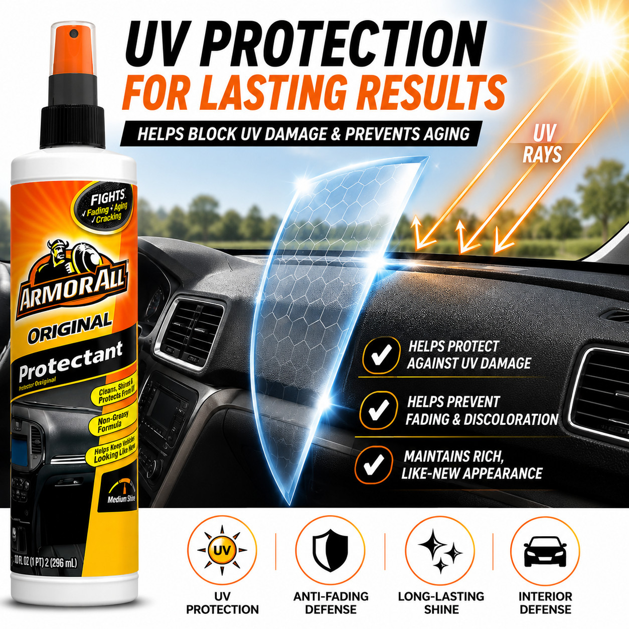 Armor All Dashboard & Trim Protectant 12 Pack Auto Detailing Spray 10 Oz