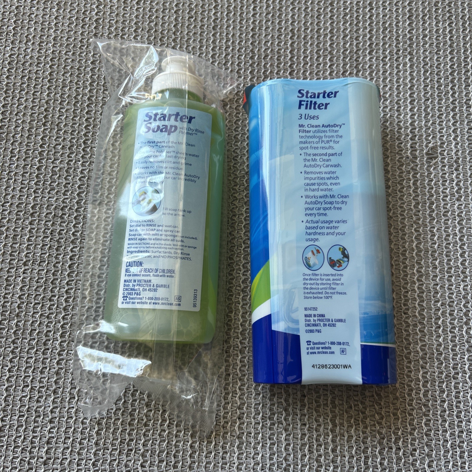 Mr Clean Auto Dry Car Wash Starter Soap 6.7 fl oz and 3 Use Filter Refill Sealed