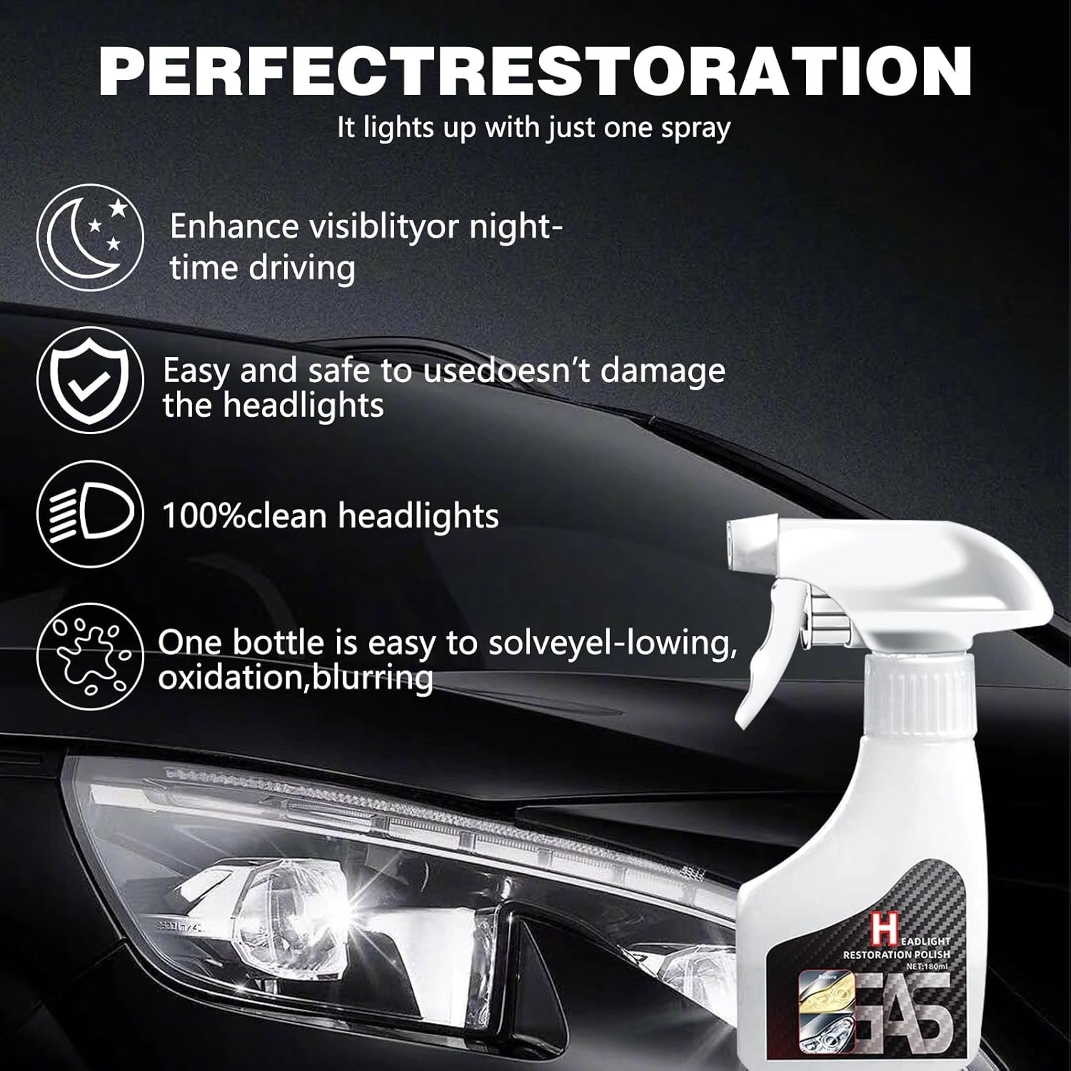 Automotive Headlamp Restoration Fluid Oxidized, Headlight Refurbishment Kit,…