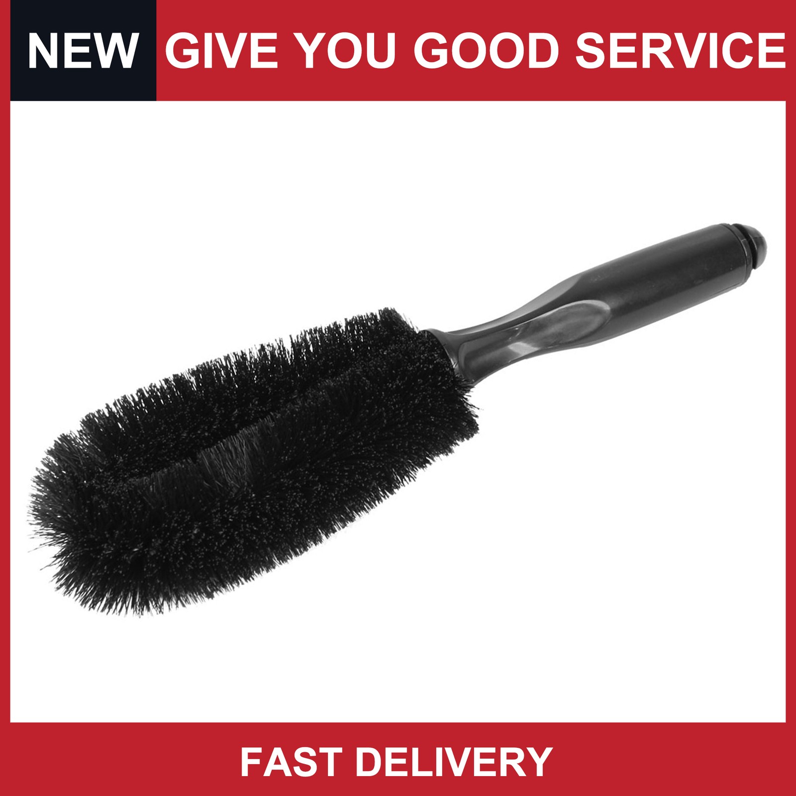 Universal Black Car Wheel Tire Rim Brush Wash Cleaning Tool 10.6″ Pack of 1