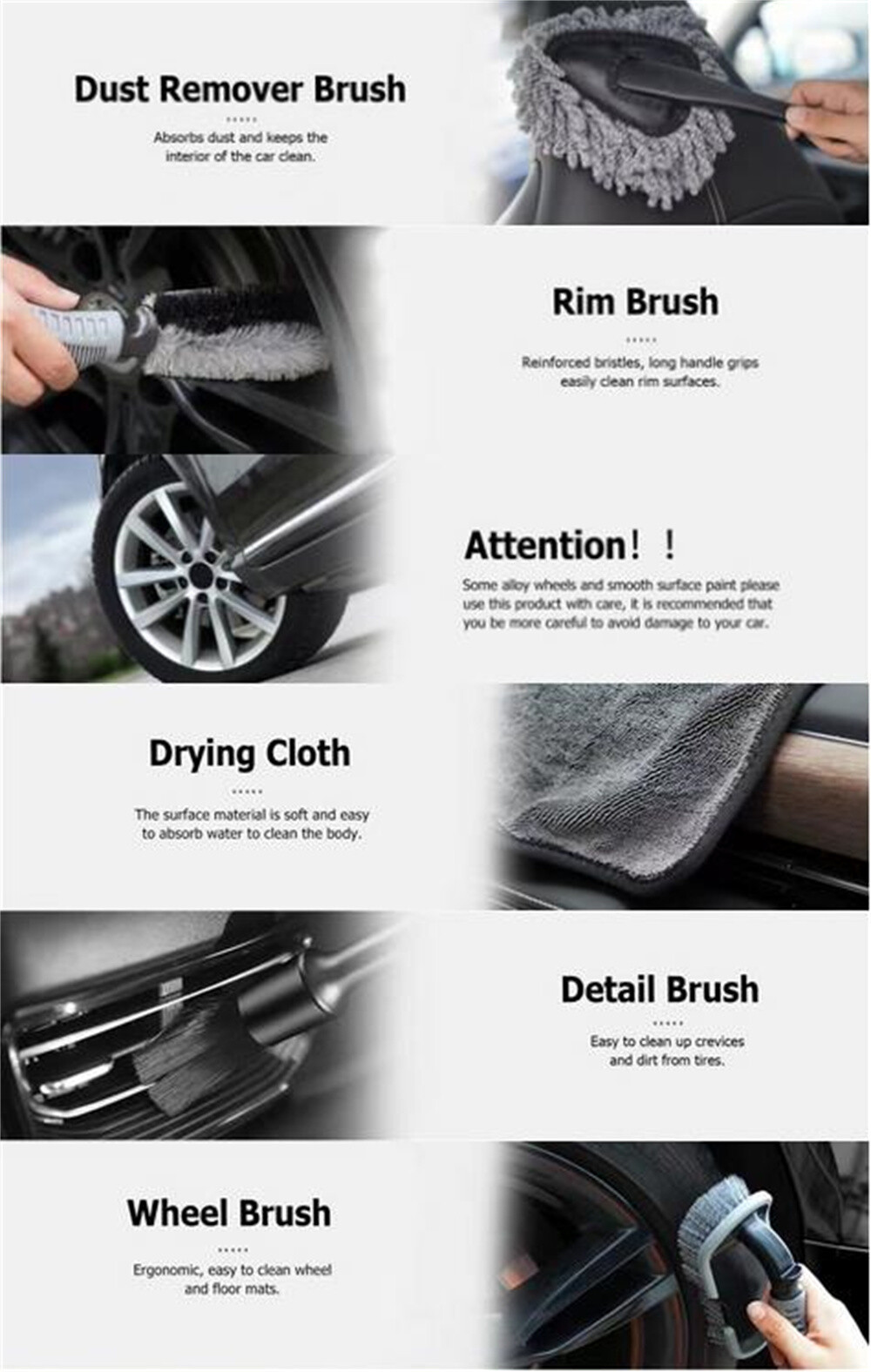 10pcs Car Beauty Clean Tool Kit Interior Exterior Air Conditioner Wheel Waxing