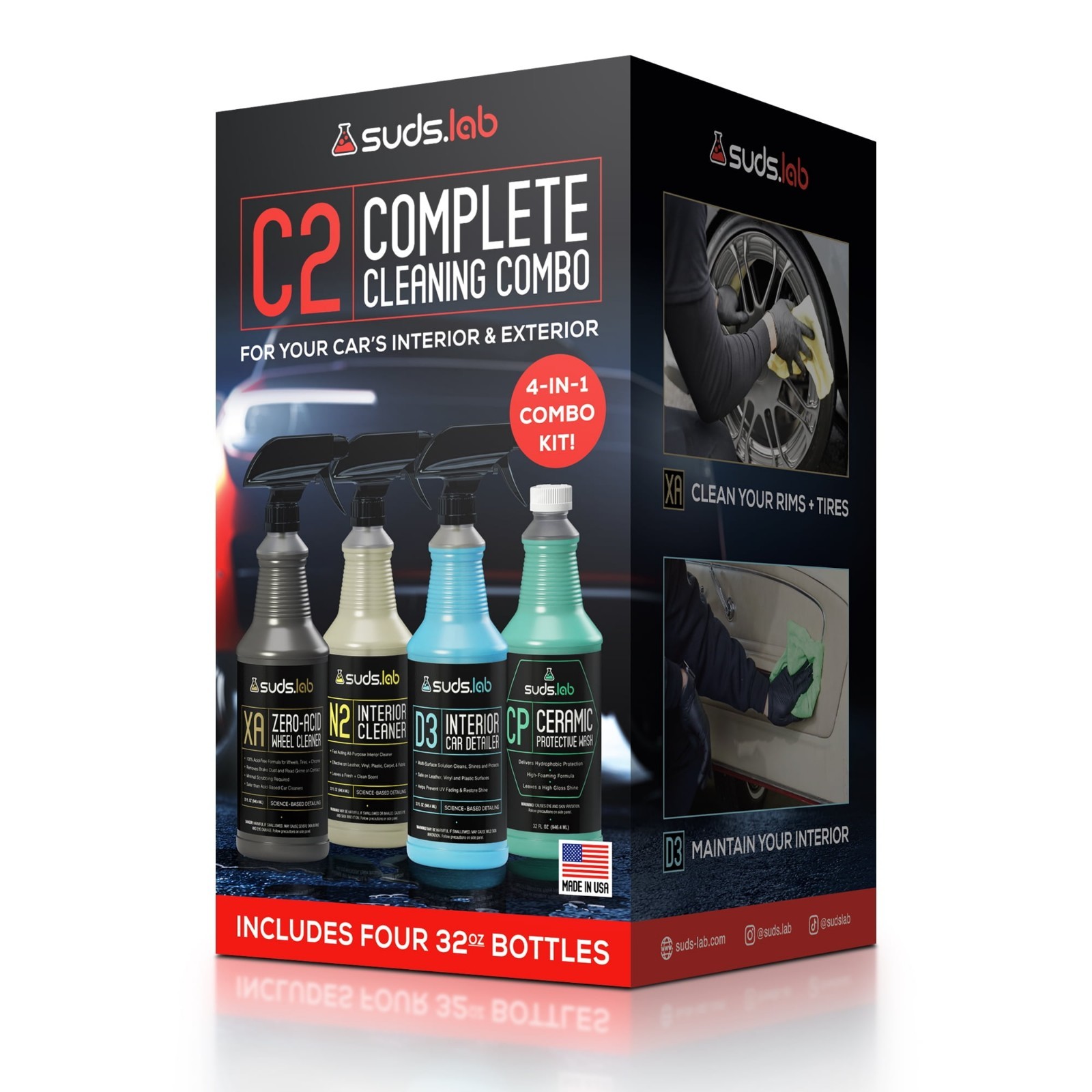 Complete Car Cleaning Kit Multi Surface Interior Exterior Complete Care Combo C2