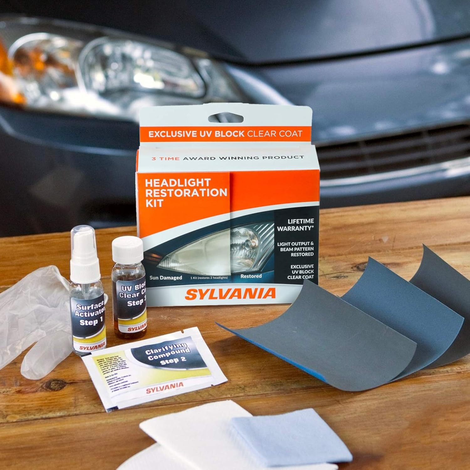 SYLVANIA – Headlight Restoration Kit – 3 Easy Steps to Restore Sun Damaged…