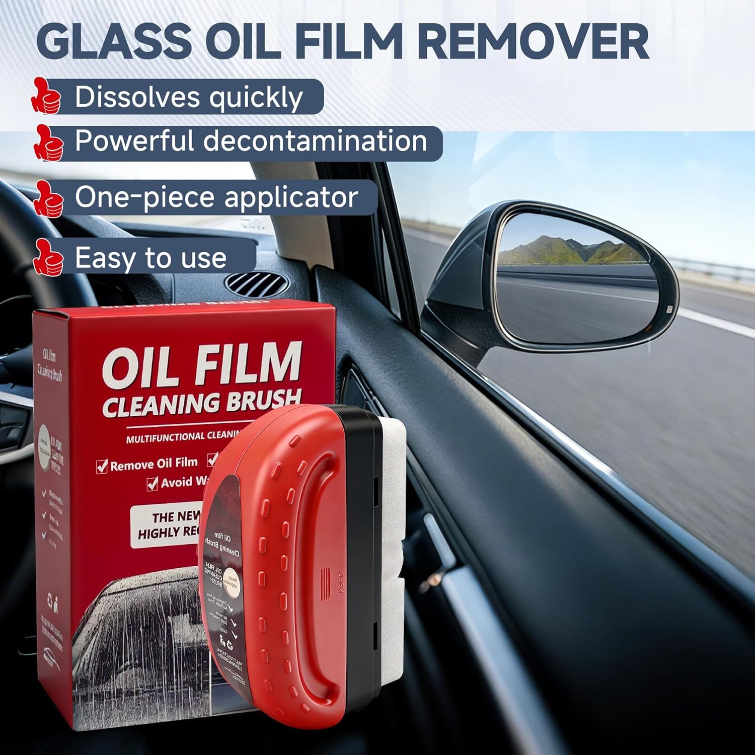Windshield Cleaner Tool – Car Glass Oil Film Cleaner Brush Reusable and Portable