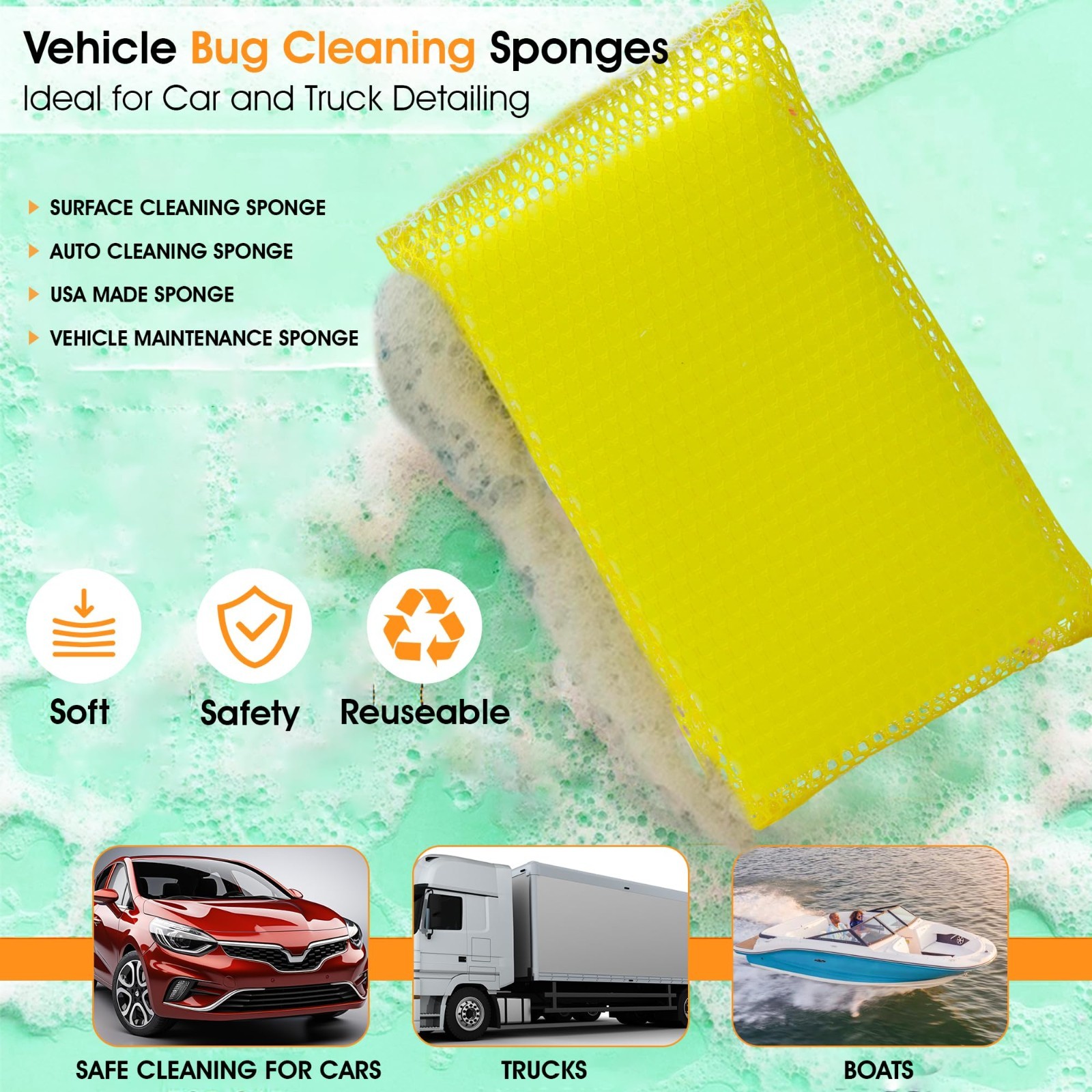 Ultra-Efficient Bug Cleaning Sponges 6-Pack | Durable, Multi-Surface, Eco-Friend