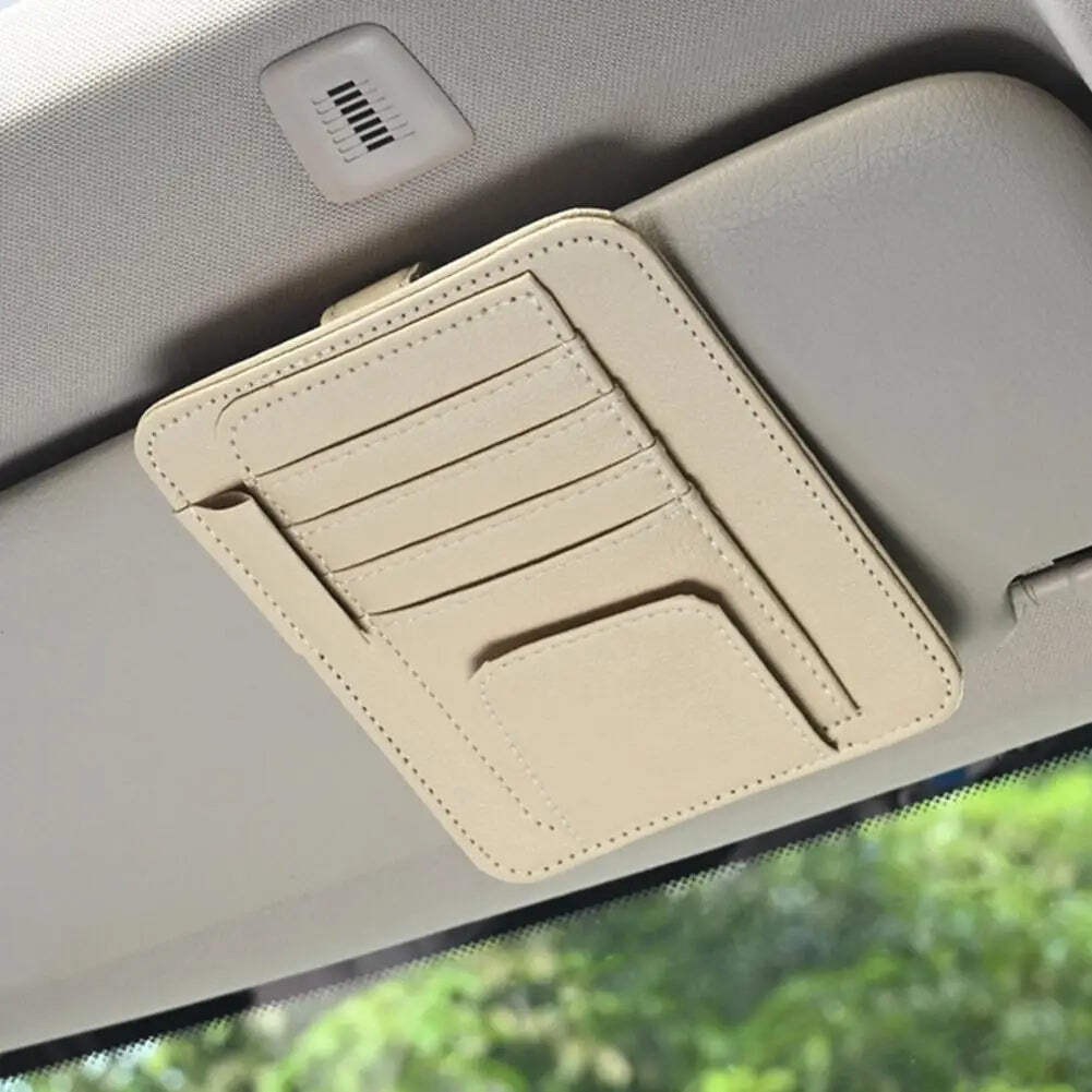 Car Sun Visor Organizer Multi-Pocket Business Card Storage Management Sunglasses