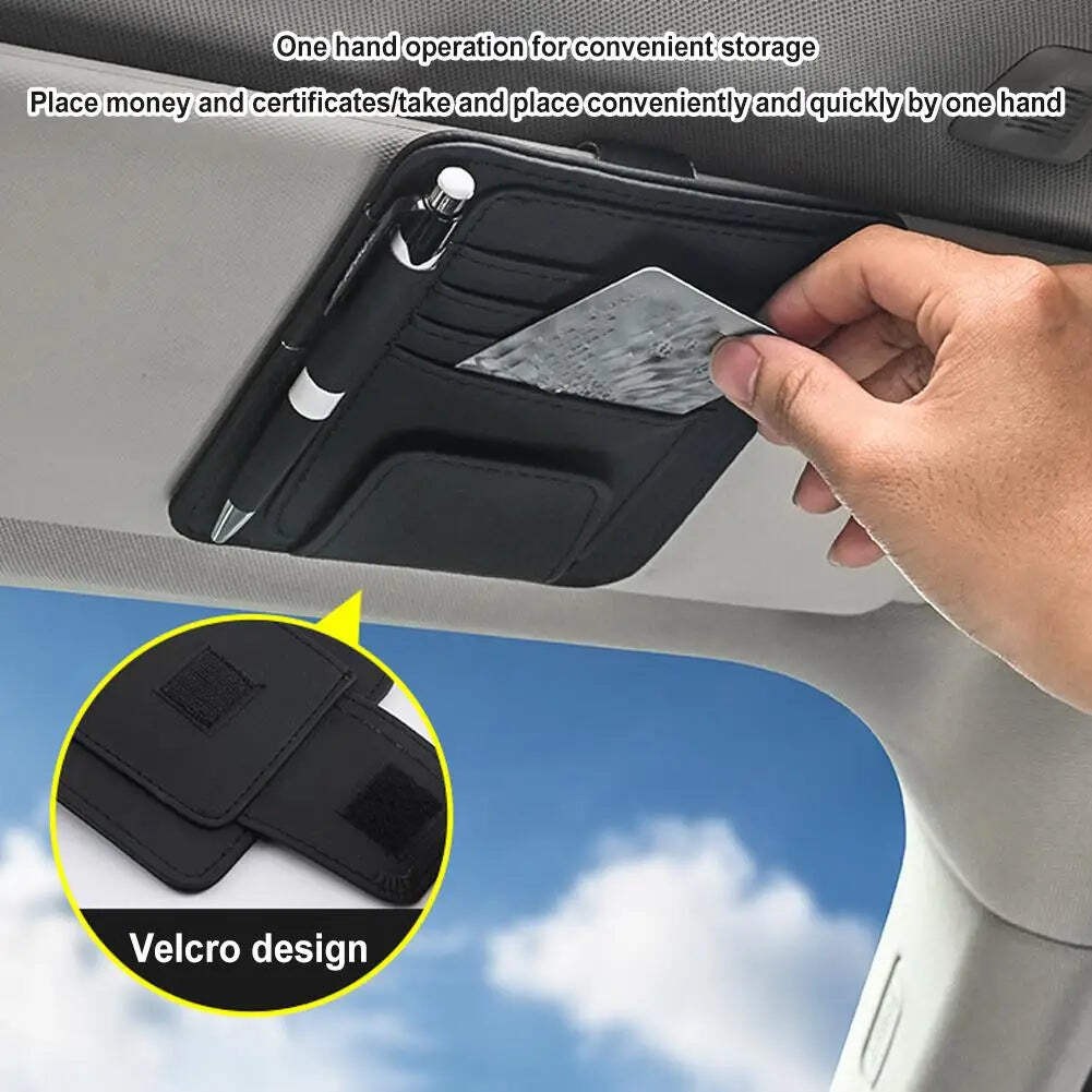 Car Sun Visor Organizer Multi-Pocket Business Card Storage Management Sunglasses