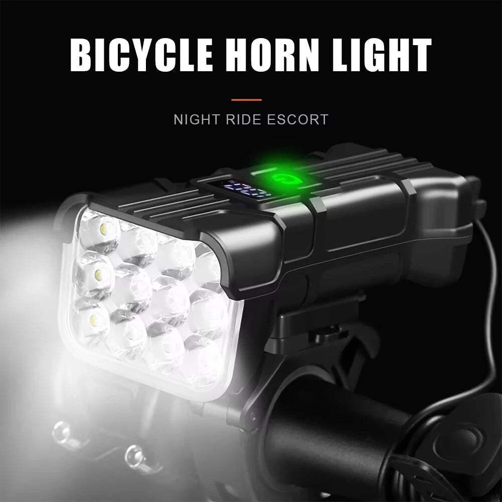 Bicycle Front Rear Light 1800mAh LED Bike 6500K Head Lamp Flashlight