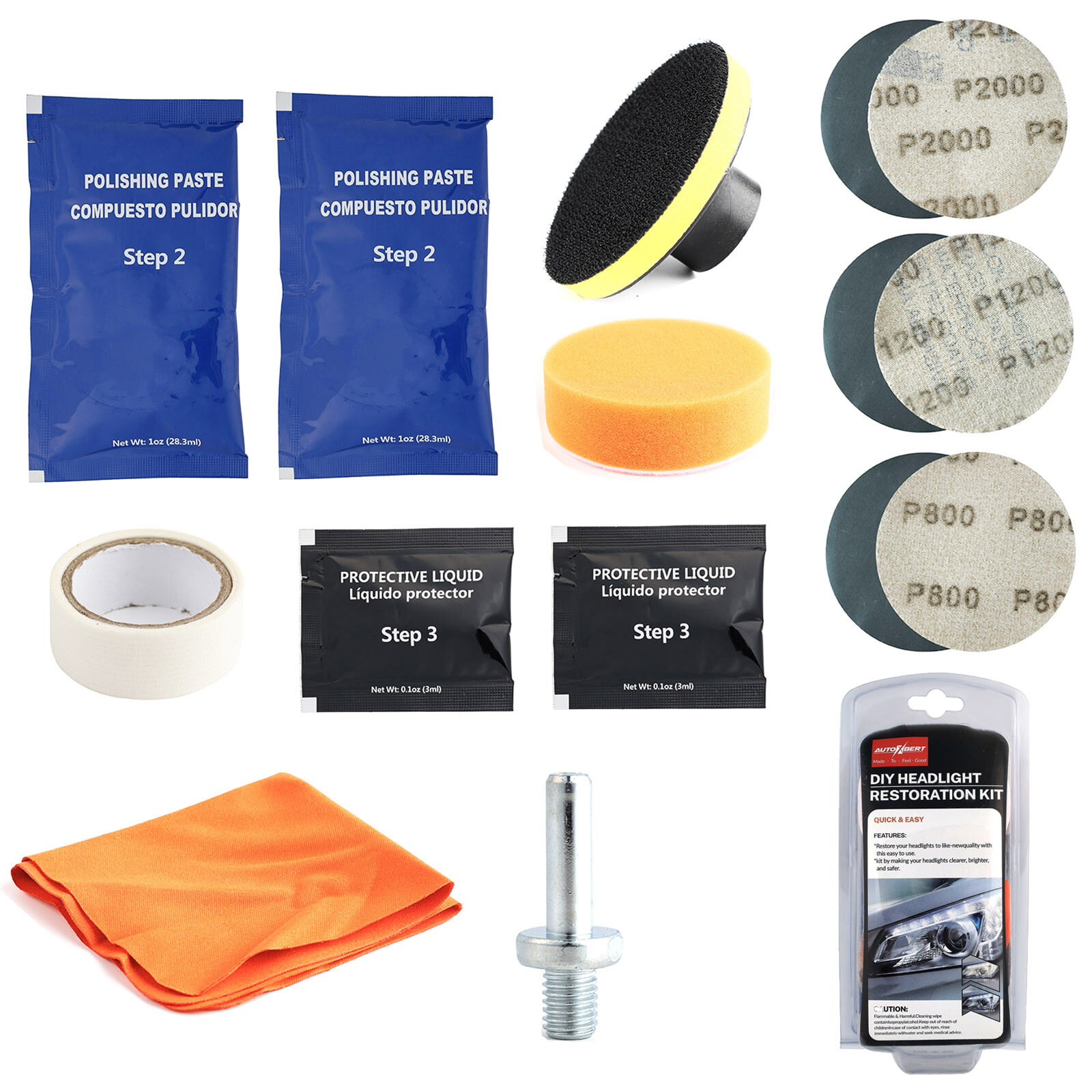 Headlight Restoration Kit Car Lens Lamp Cleaner Sanding Repair Heavy Duty Tools