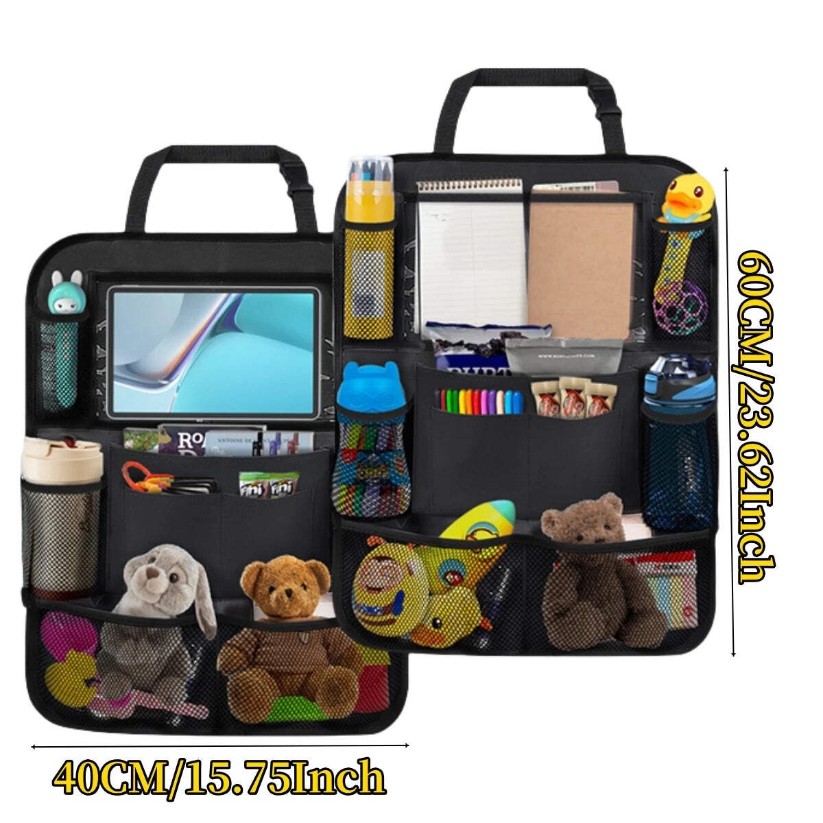 Car Seat Back Organizer 10 Storage Pockets with Touch Screen Tablet Holder