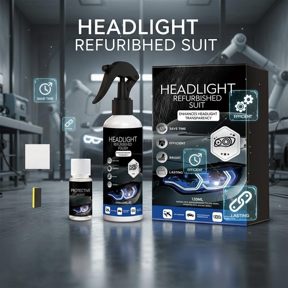 Car Headlight Restoration Kit, Headlight Refurbished Suit for Yellowed Headlamps