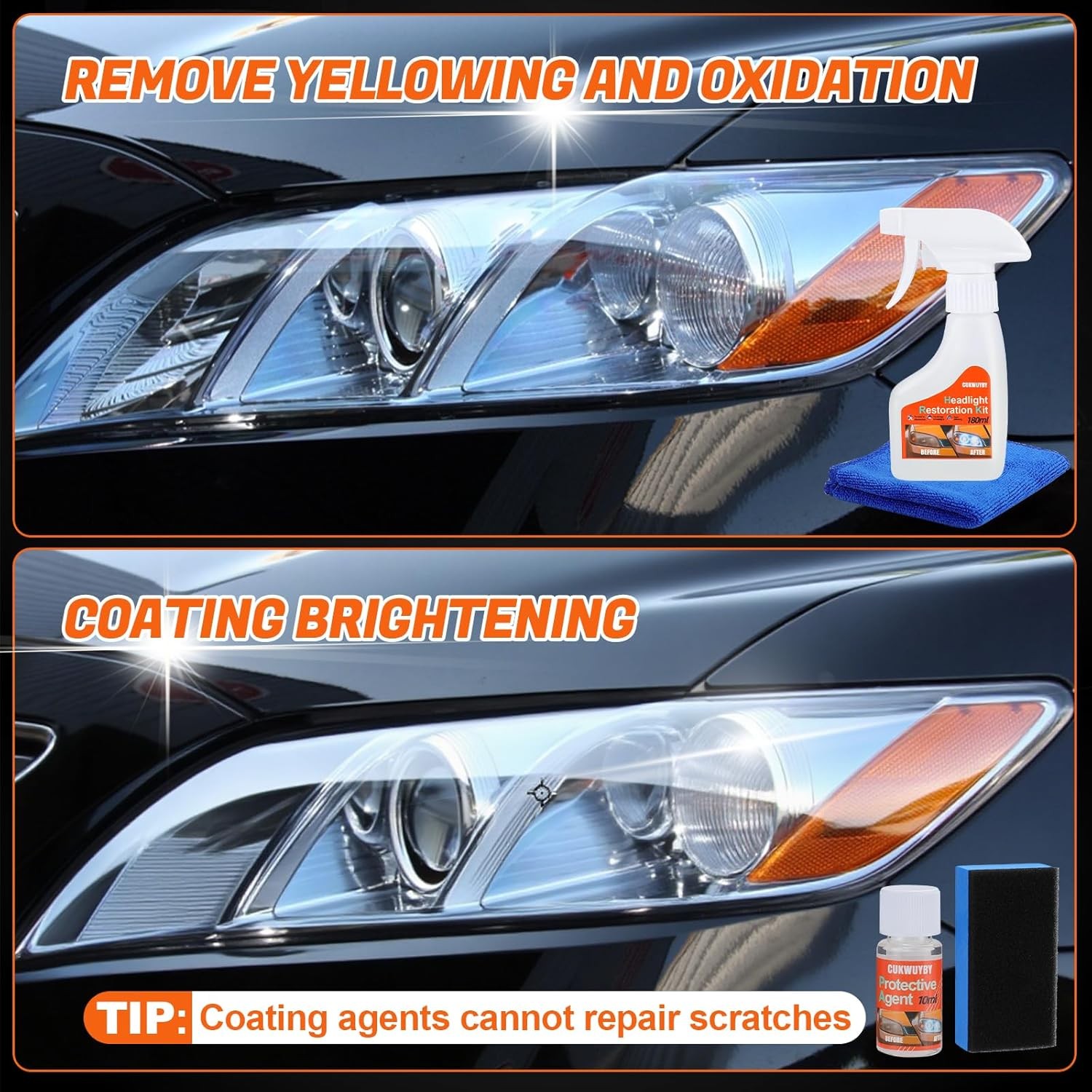 Headlight Restoration Kit Cleaner Head Light Removing…