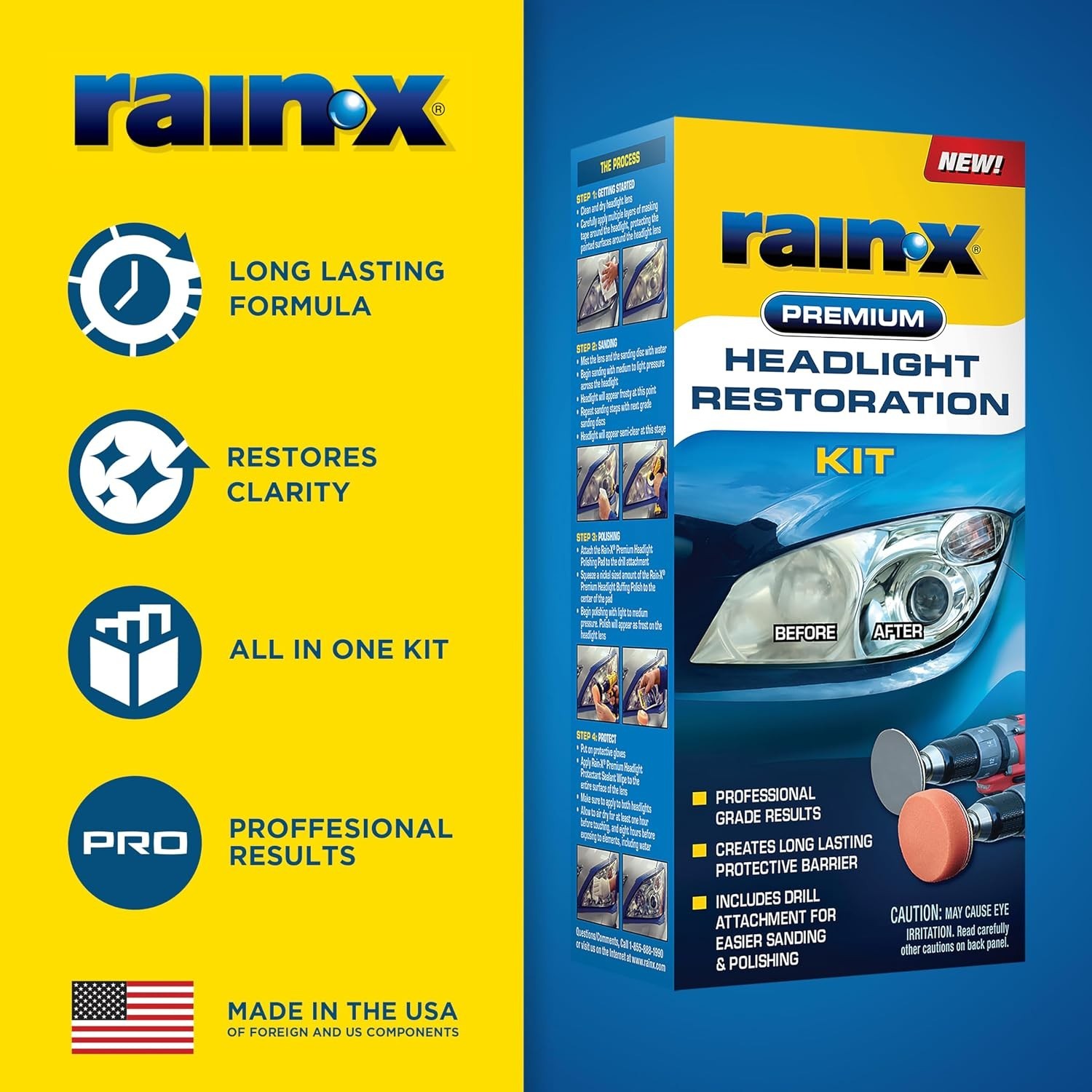 Headlight Restoration Kit – Car Light Lens Cleaner/Restorer with Sanding & Po…