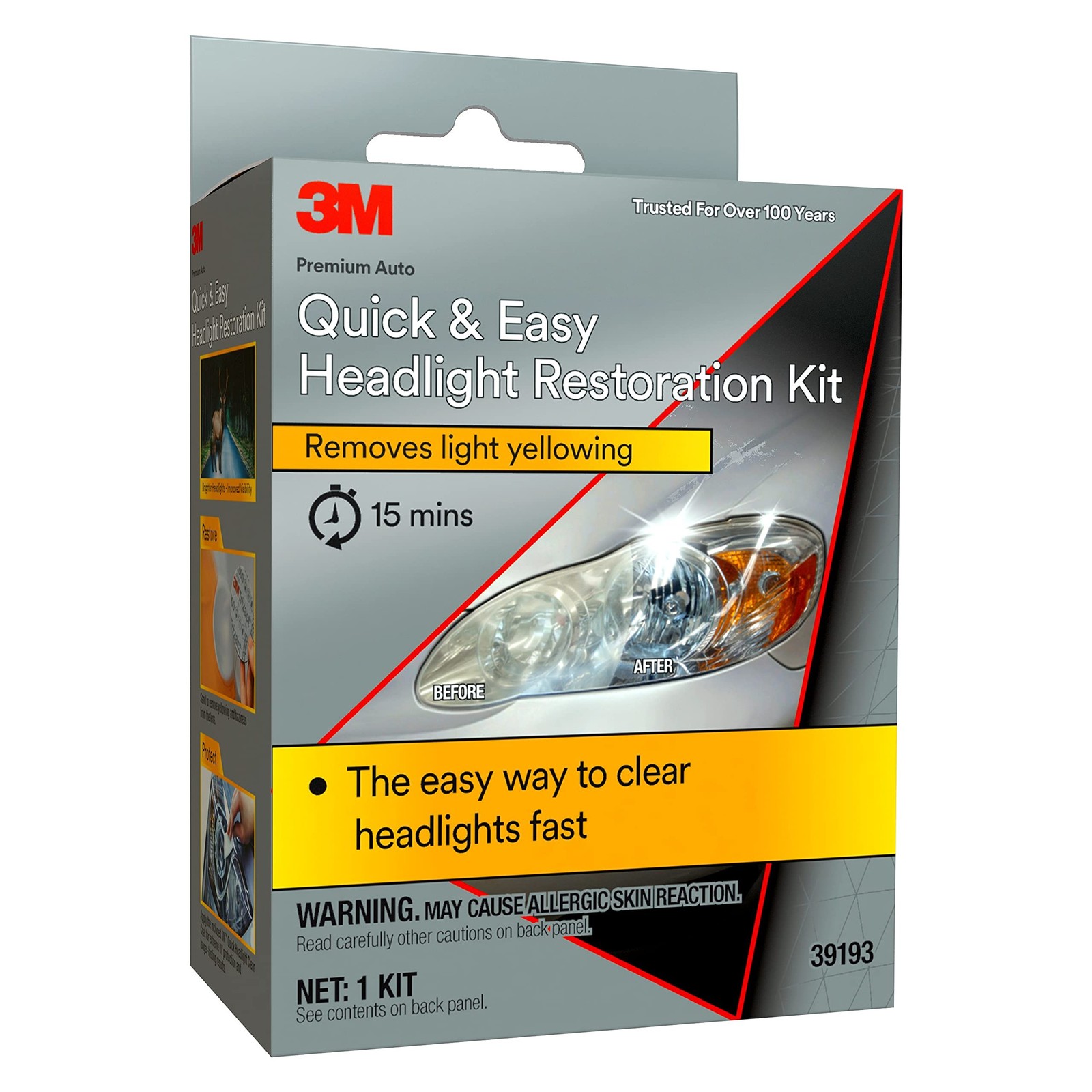 3M Quick and Easy Headlight Restoration Kit, 2 Count (Pack of 1), grey