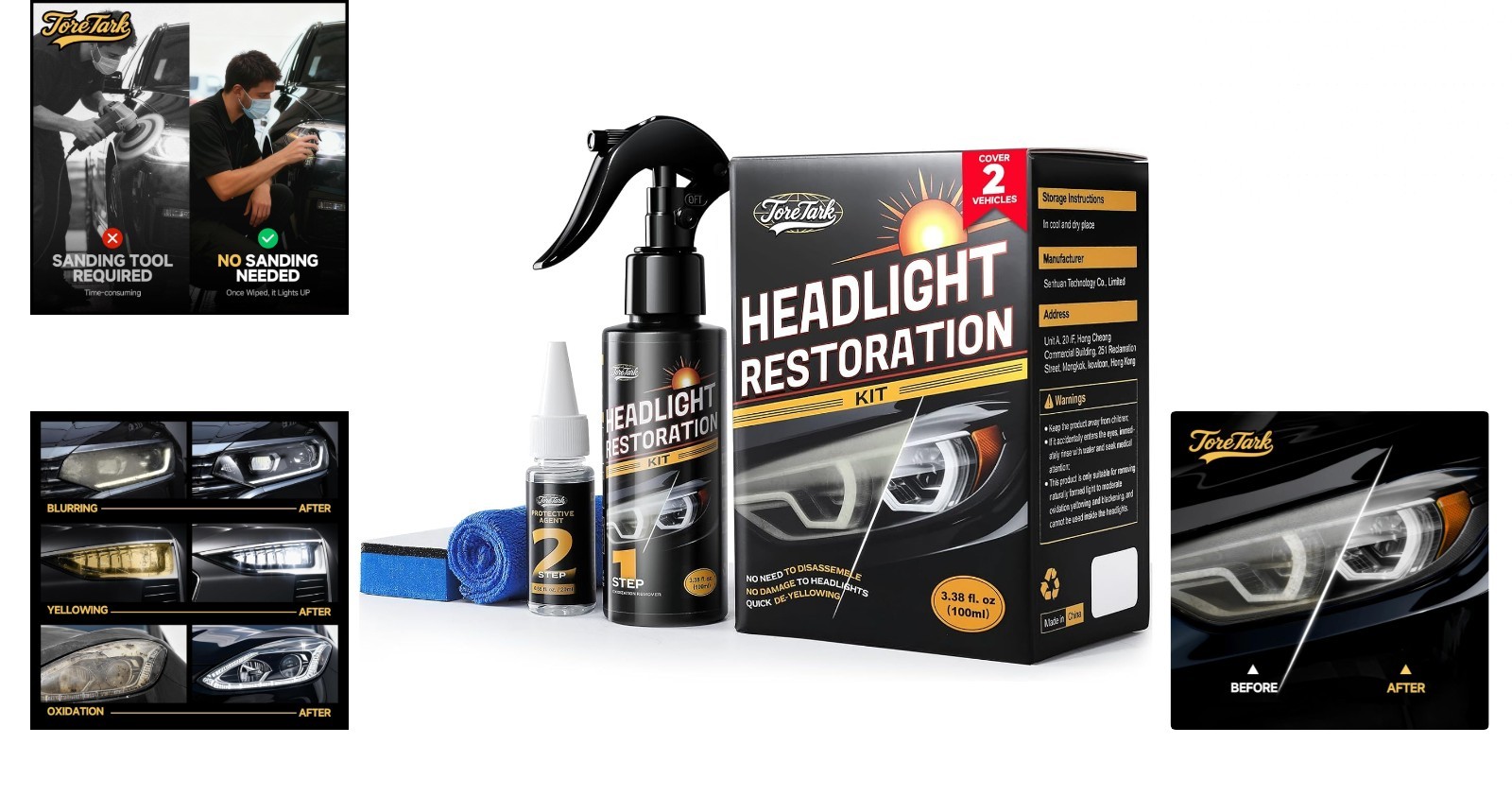 Car Headlight Restore and Cleaner, Removes Dullness, Yellowing and…