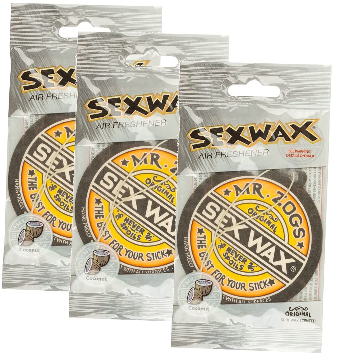 Sex Wax Air Freshener (3-Pack, Coconut) 3 Count (Pack of 1), Multicolor