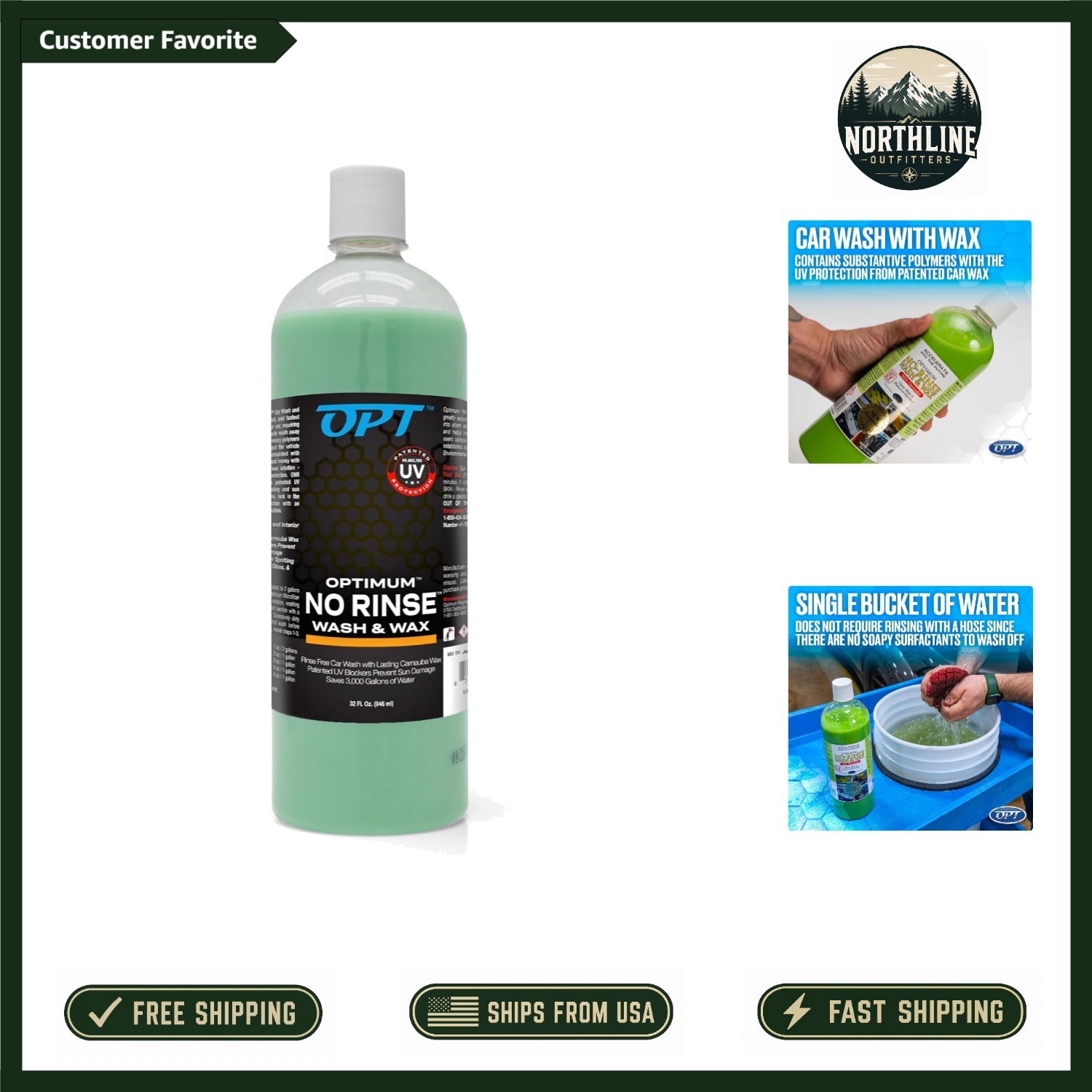 Optimum Rinseless Wash & Wax – 32 Oz for Glossy Finish & Paint Protection