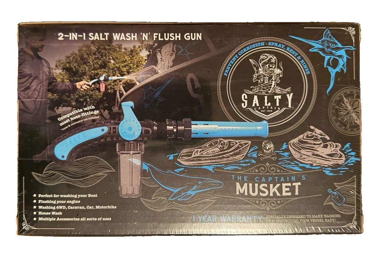Salty Captain The Captain’s Musket 2-in-1 Salt Wash Engine Flush Gun New Sealed