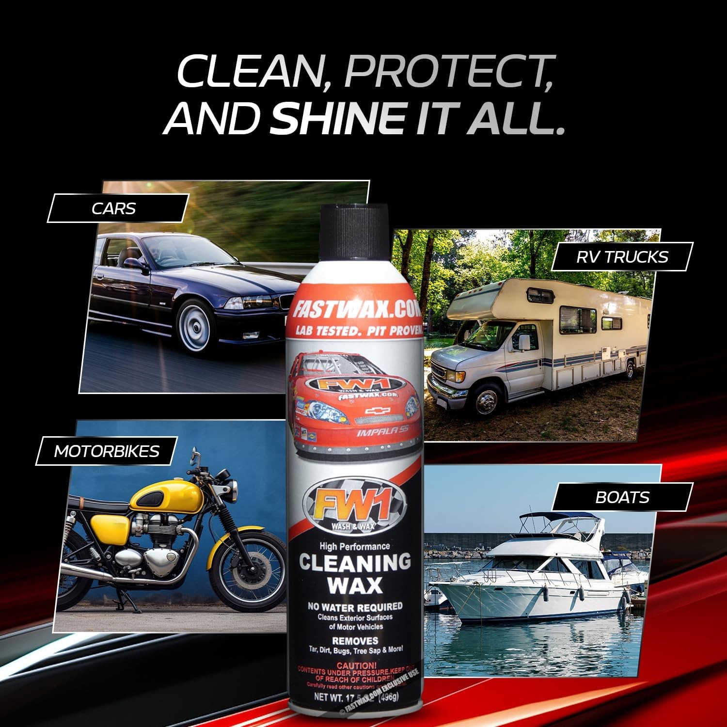 FW1 Car Wax & Waterless Wash 6 Pack 17.5oz – For Cars, Trucks, RVs