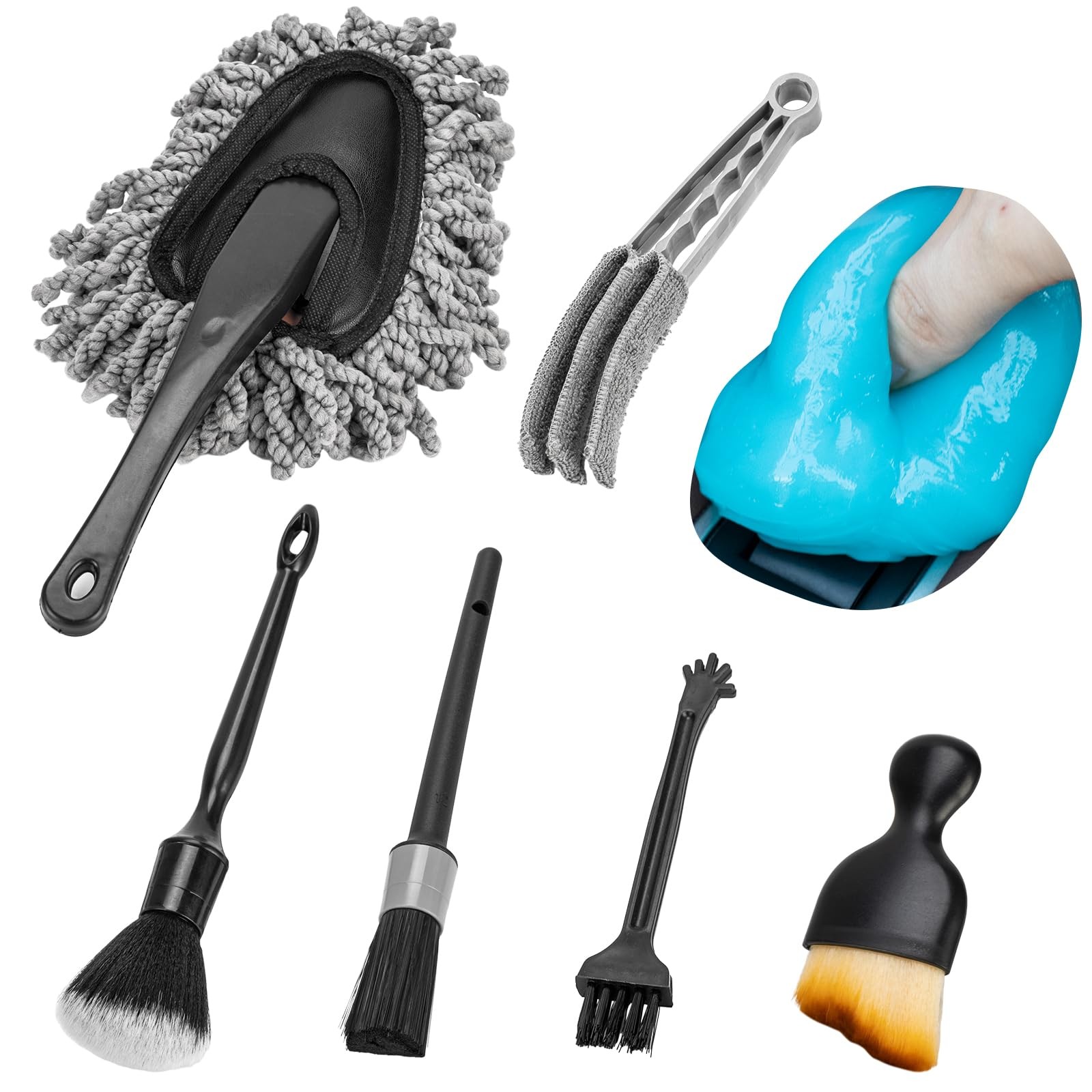 Car Interior Detailing Kit, Microfiber Duster with Cleaning Gel