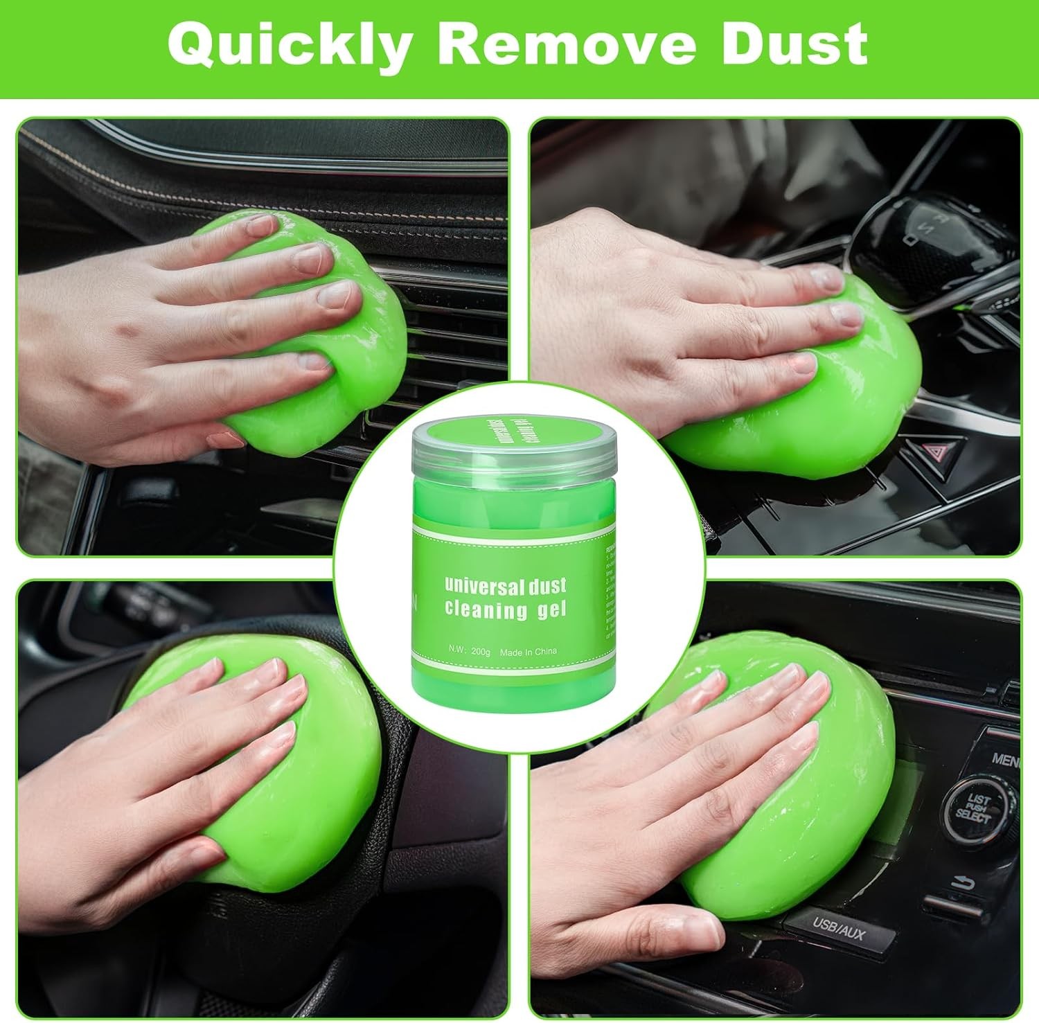 Green Windshield Cleaner Tool, 17Pcs Car Interior Cleaning Kit, Detailing Kit