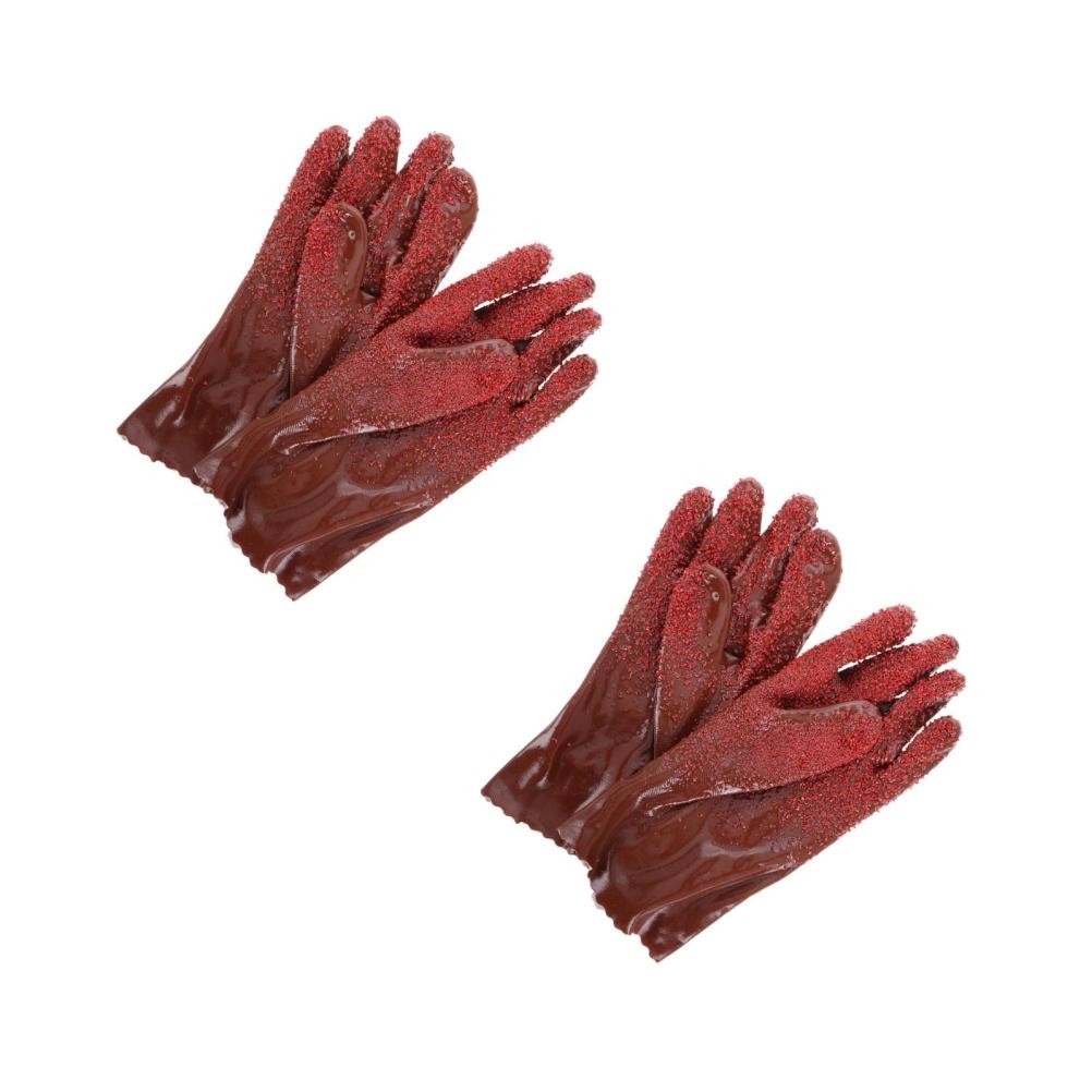 2 Pairs Non-slip Cleaning Gloves Pvc Sewer Animal Dishwashing Scrubber