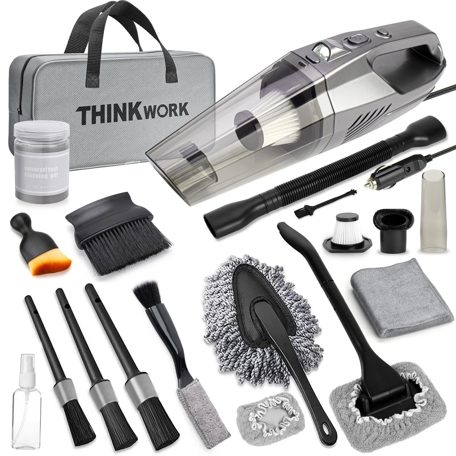 THINKWORK Car Cleaning Kit, Car Vacuum Kit, Gray Car Interior Detailing Kit …