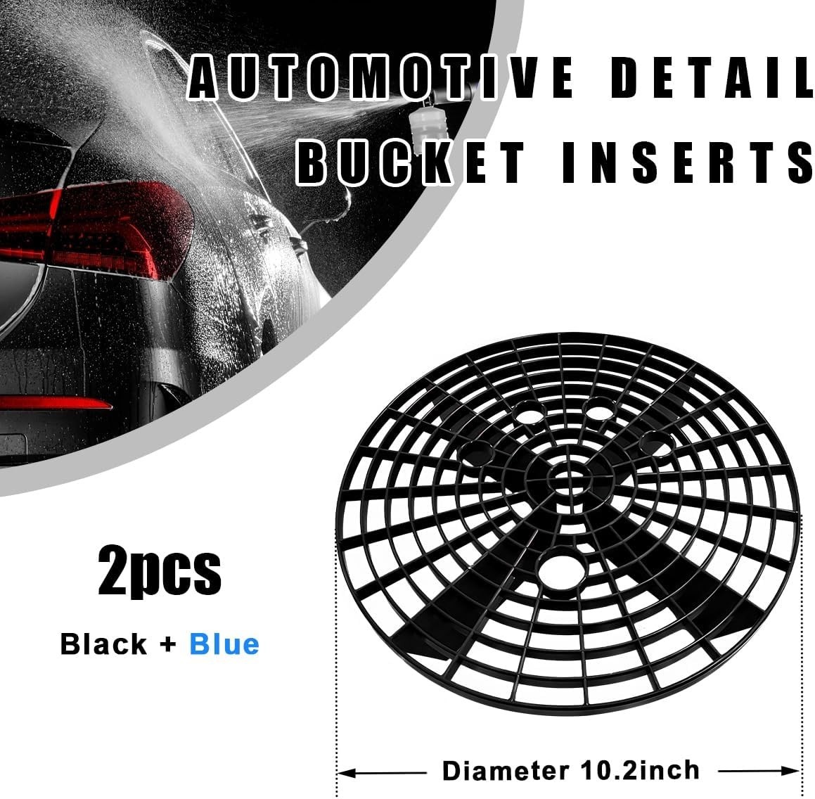 Sylvil 2 PCS Car Wash Bucket Insert, Dirt 10.2 × inches, Black+Blue