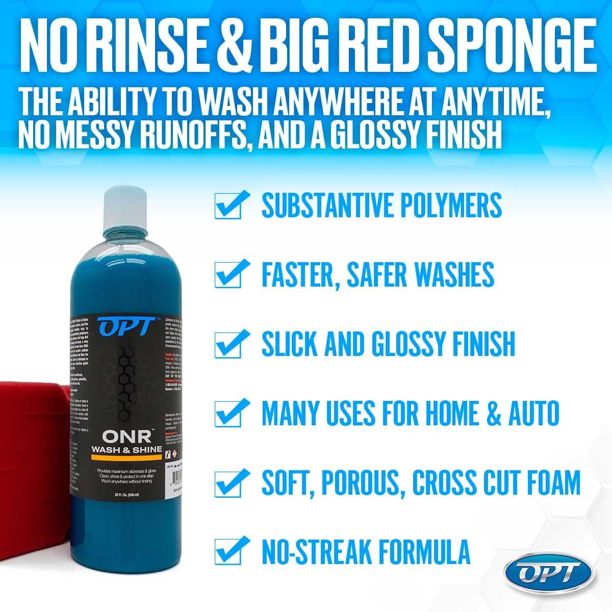 Rinseless Car Wash Kit Microfiber Drying Towel & Big Red Sponge 32 Oz