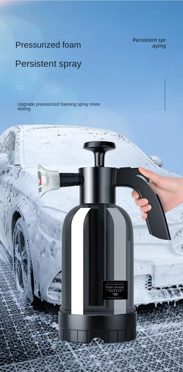 2L Hand Pump Foam Sprayer Snow Foam Cannon Car Wash Bottle w/ 3 Nozzles