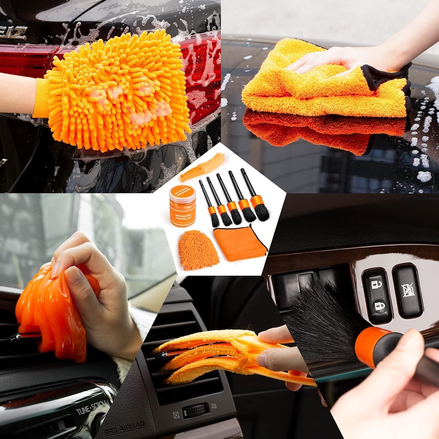 20PCS Car Cleaning Kit with High Power Vacuum & Drill Brush Set – Deep Clean
