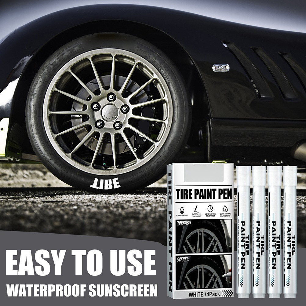 Hot 4 Pack White Marker Pen Fade Resistant Waterproof Tire Paint Marker Pen For