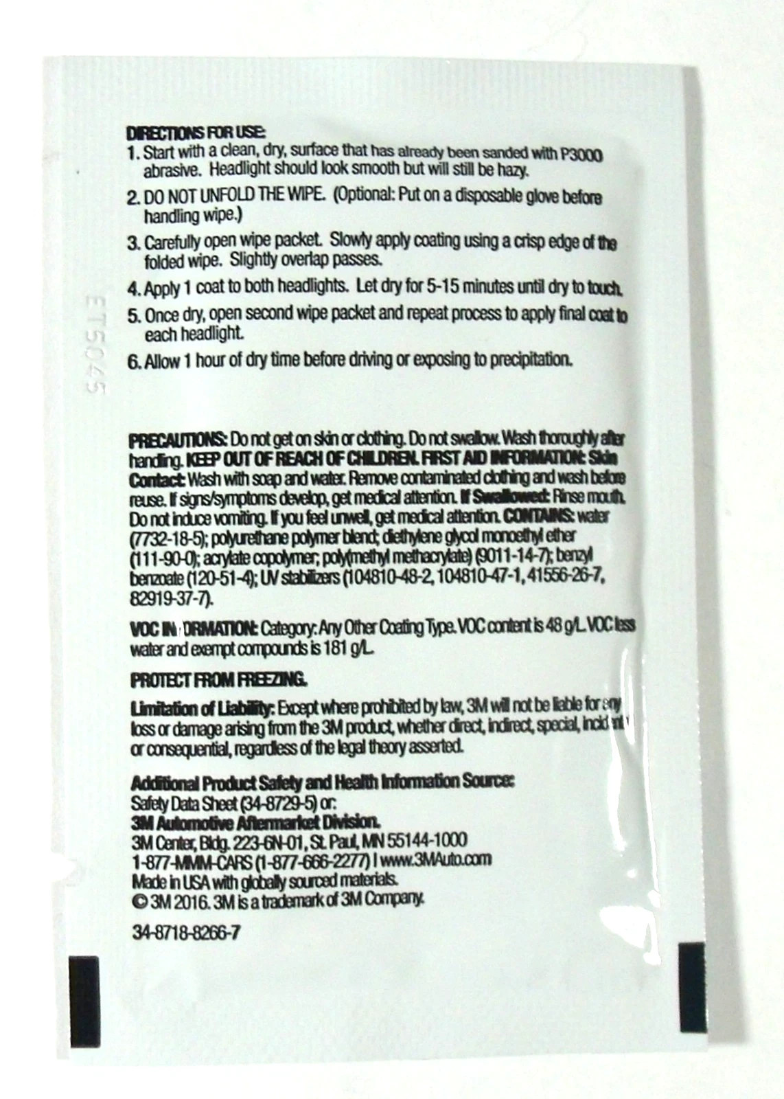 3M Quick Headlight Clear Coat 8x wipe lot