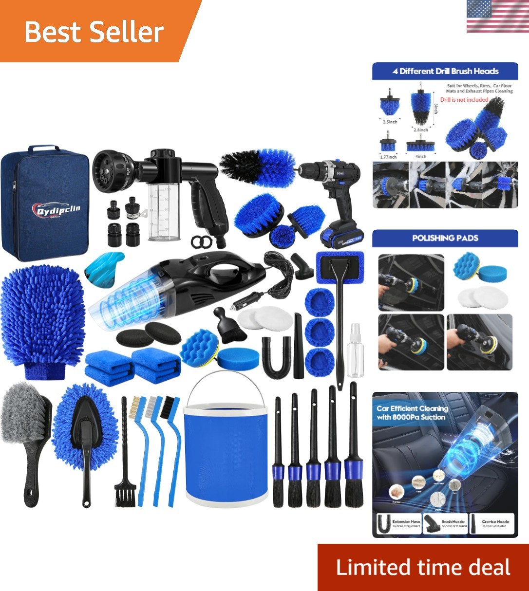 45-Piece Car Detailing Kit with Vacuum & Brushes for Ultimate Vehicle Cleaning