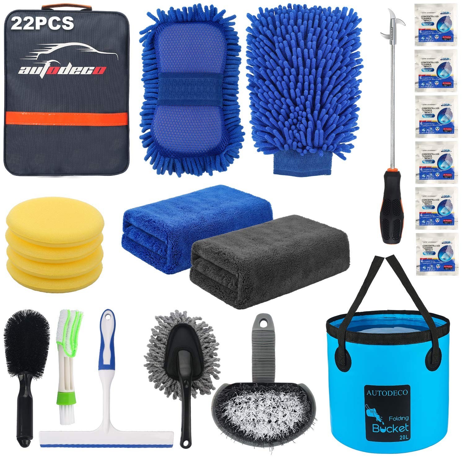 22Pcs Car Wash Detailing Kit – Complete Cleaning Tools Set with Bucket, Mitt, To