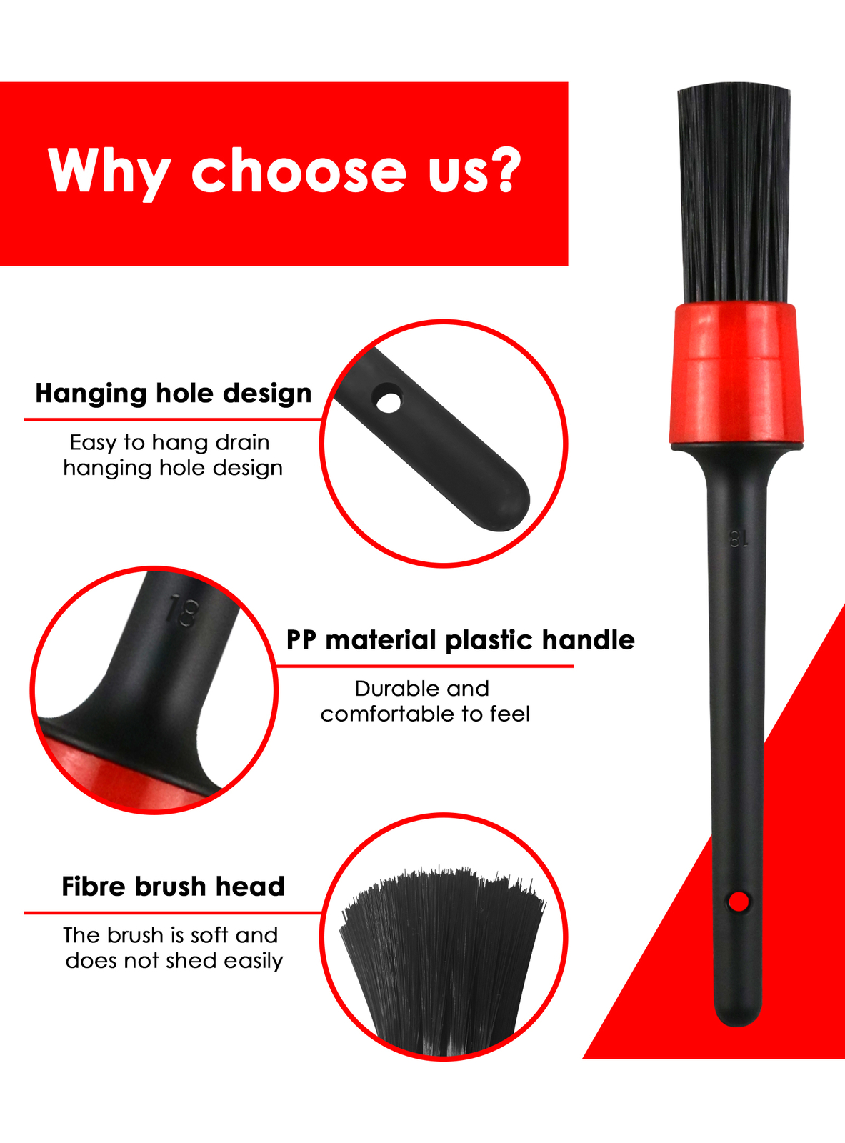 10×Car Detailing Brush Kit Boar Hair Vehicle Auto Interior For Wheel Clean Sets