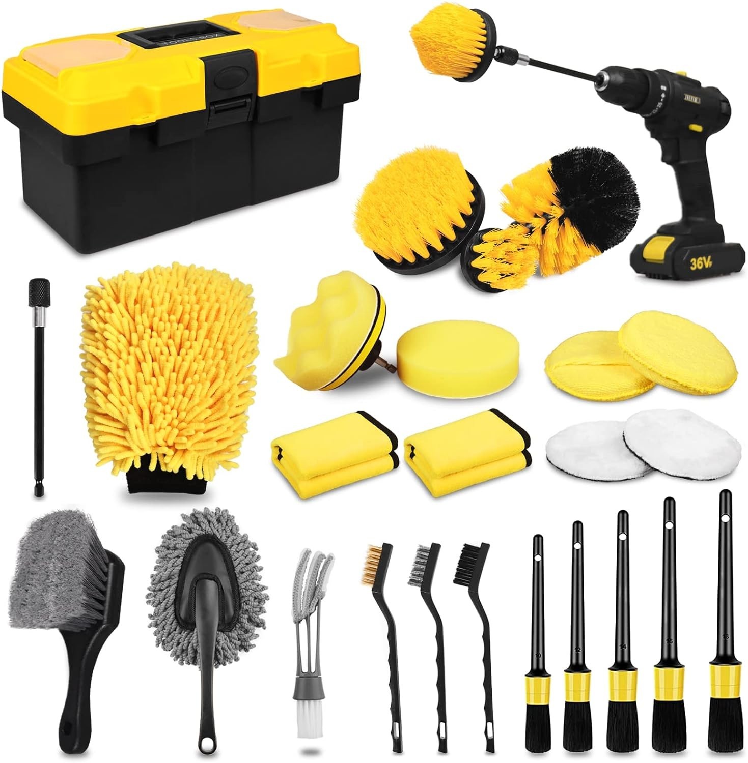 Ultimate 27-Pc Car Cleaning Tools Set – Brushes & Accessories for Every Surface