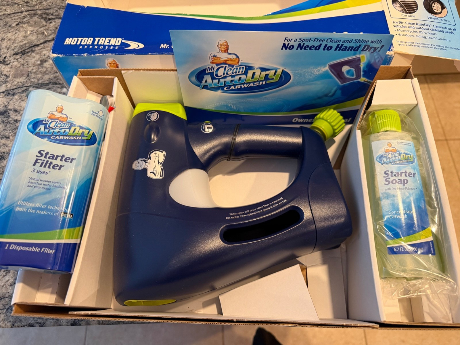 New – Mr Clean Auto Dry Car Wash System -Sprayer Gun – Filter – Soap – Manual