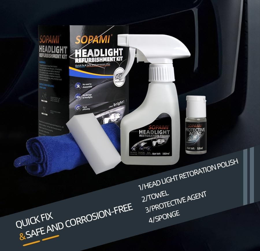 Automotive Headlight Restoration Kit Oxidized and Yellowed Automotive…