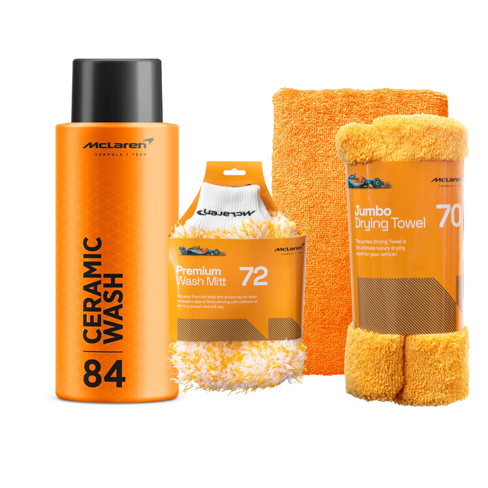 McLaren Ceramic Wash 500ml+Wash Mitt+Luxury Micro Fiber Towel+Jumbo Drying Towel