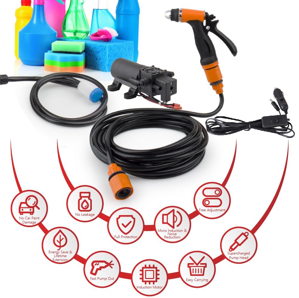 12V High Pressure Self-Priming Electric Car Portable Wash Washer Kit Water Pump