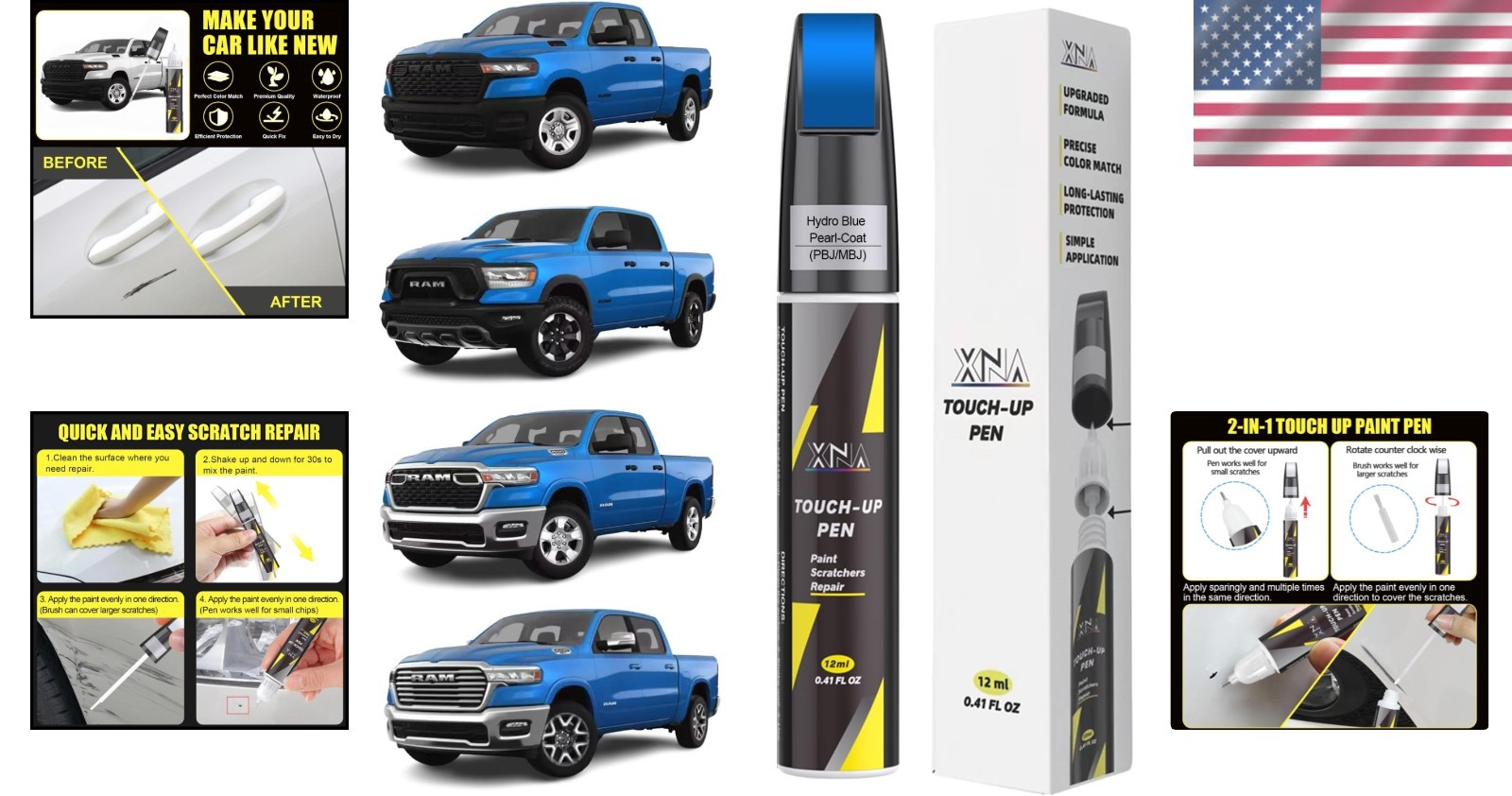 Hydro Blue Pearl Touch Up Paint for Jeep: Easy Application, 0.41 Fl Oz
