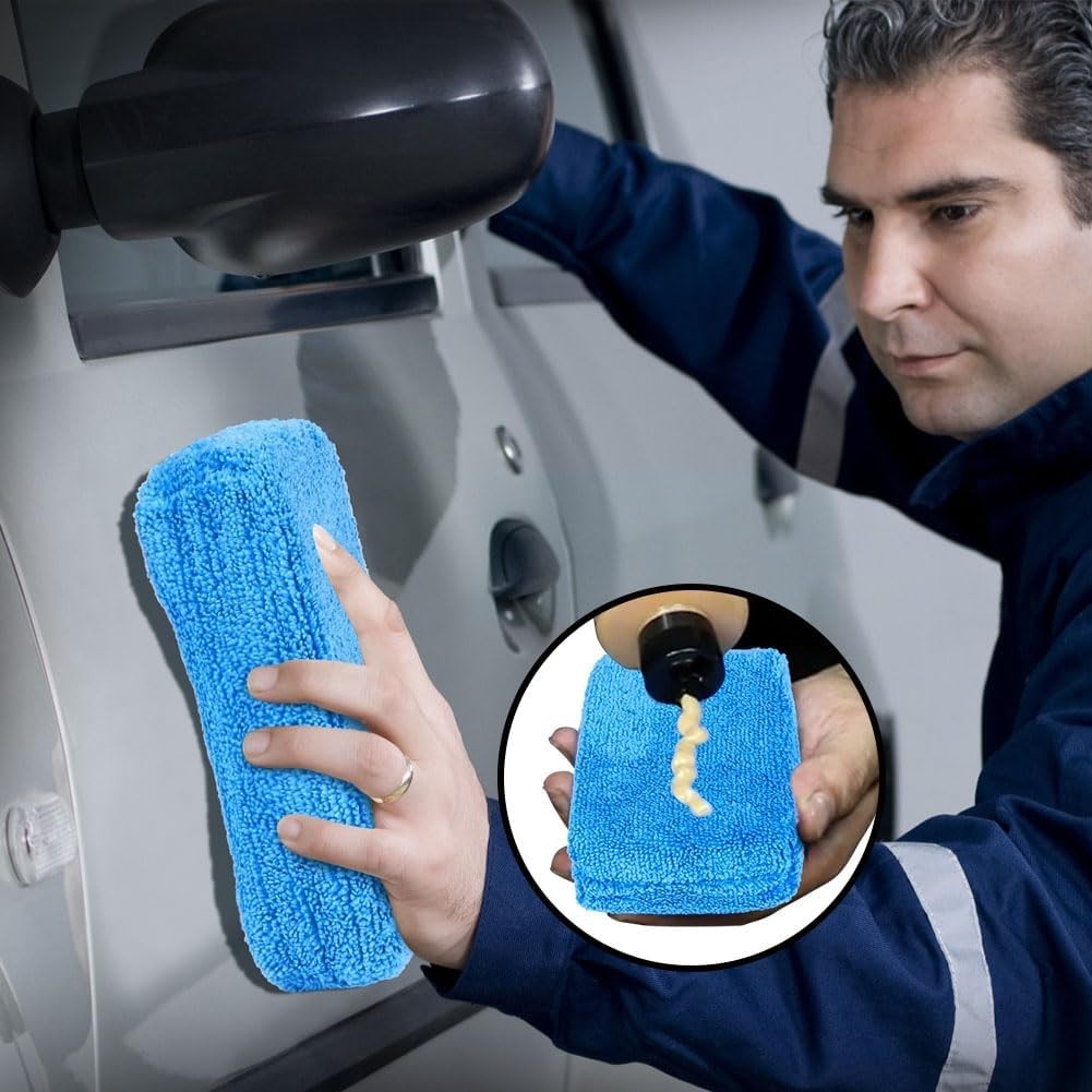 Microfiber Applicator Pads, Scratch-Free Car Wash Sponge for Cleaning, Wax F…