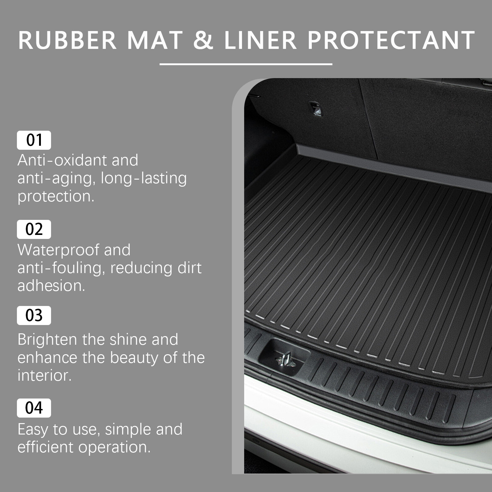 Heavy Duty Rubber Mat & Liner Protectant Kit for Car Floor, Dashboard,Interior