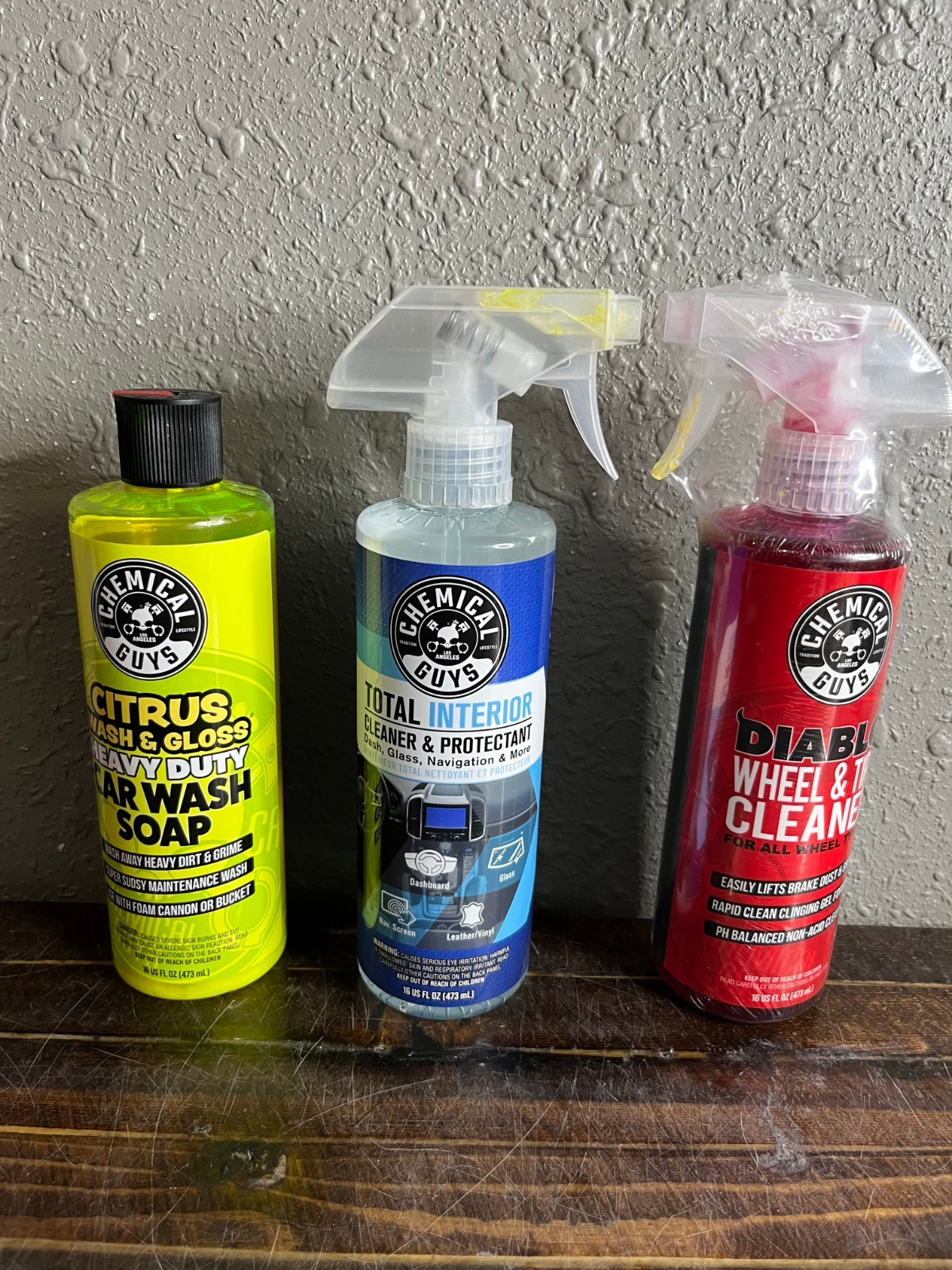3 Pack Chemical Guys Complete Car Care Trio Citrus Wash Interior Cleaner 16fl Oz